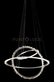 Lampada a sospensione a triplo anello quartz halo, nichel satinato,...