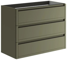 Mobile da bagno sospeso sotto lavabo L 99.5 x H 78 x P 45.5 cm verde salvia opaco, 3 cassetti TRATTO