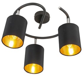 Lampada da soffitto moderna intelligente nera incl. 3 WiFi B35 - Lofty