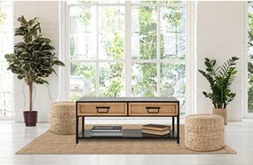 Mobile TV nero/di colore naturale in metallo 95x38x38 cm Hanoi – Mauro Ferretti