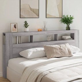 Testiera led grigio sonoma 220x18,5x103,5 cm legno multistrato