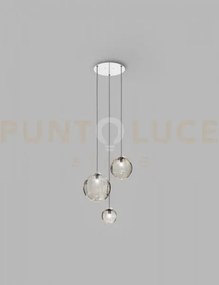 Puppet sospensione r3 fume' trasparente cromo lucido 3 luci attacco g9