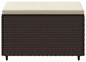 Poggiapiedi da giardino con cuscini 2 pz in polyrattan marrone