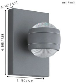 Eglo 94796 - Lampada LED da esterno SESIMBA 2xLED/3,7W/230V