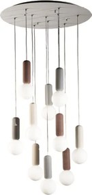 Lampada a sospensione ROCK 60 cm in cemento Multicolor e vetro soffiato 10 Luci