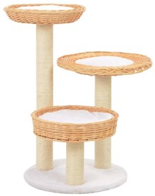 Albero Per Gatti Con Tiragraffi İn Legno Di Salice Naturale /