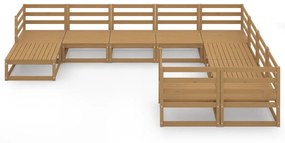 Set divani da giardino 10 pz in legno massello di pino