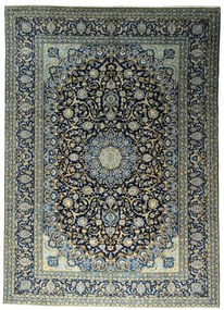 Kashan Tappeto 400x290 Blu (Iran) Annodato A Mano