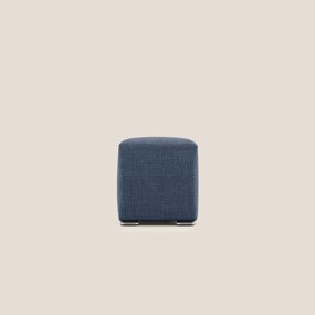 Cube pouf in morbido tessuto impermeabile ad intreccio melangiato T06 blu