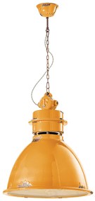 Lampadario Industrial Ferro E Ceramica Vintage Giallo 1 Luce E27 50Cm