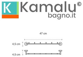 Kamalu - Porta salviette barra con 5 ganci in acciaio inox lucido | Monde-C
