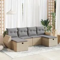 Set Divano da Giardino 6 pz con Cuscini Beige in Polyrattan 3325625