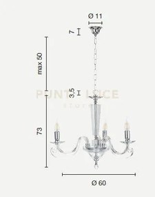 Lampadario in vetro e cristallo tortora 3 luci cherubini lp.cherubi...