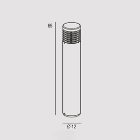 Paletto Moderno Esterno Cyll Alluminio Antracite 1 Luce E27 65Cm