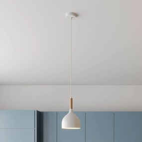 Luminex Lampada a sospensione Noak, bianco/legno naturale, Ø 17 cm