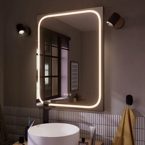 Specchio bagno con illuminazione led integrata Remix SENSEA L 60 x H 80 x P 3 cm nero