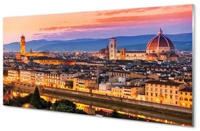 Quadro acrilico Cattedrale notturna panorama Italia 100x50 cm