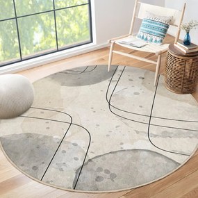 Tappeto rotondo beige lavabile ø 120 cm Simple Lines – Mila Home