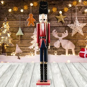 Schiaccianoci di Natale 110cm in legno Soldato di colore rosso e blu Wisdom