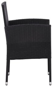 Set da Pranzo da Giardino 7 pz Nero in Polyrattan e Acciaio