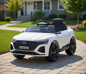 Macchina Elettrica per Bambini 12V Licenza Ufficiale Audi SQ8 E-Tron con Telecomando e Sedile Pelle Bianco...