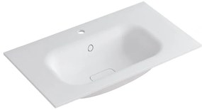 Lavabo a incasso rettangolare vasca centrale L 90.5 x H 15 x P 46 cm in resina bianco opaco