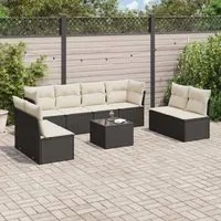 Set Divani da Giardino 9 pz con Cuscini Nero in Polyrattancod mxl 111402