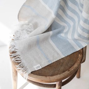 Telo mare in lino blu 85x140 cm Allure Stripe - Linen Tales
