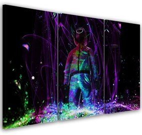 Quadro su tela 3  pannelli, Giocatore al neon  Dimensioni Tappeti 60x40