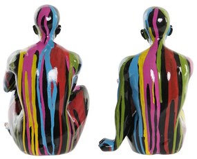 Statua Decorativa DKD Home Decor Nero Resina Multicolore Moderno (25,5 x 14 x 21,5 cm) (2 Unità)