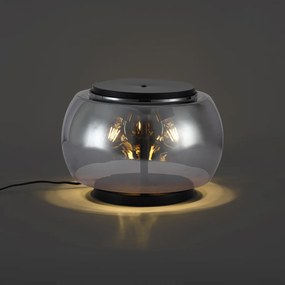 Lampada da tavolo di design nera con vetro fumé a 3 luci - Bino
