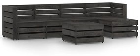 Set Salotto da Giardino 6 pz in Legno di Pino Impregnato Grigio