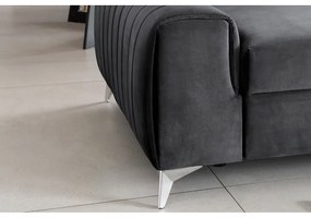 Divano grigio scuro allungabile e rivestimento in velluto 261 cm Laurence – ELTAP