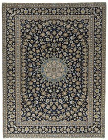 Kashan Tappeto 310x410 Blu (Iran) Annodato A Mano