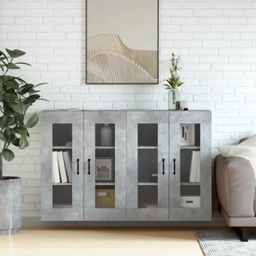 Armadietti A Parete 2 Pz Grigio Cemento İn Legno Multistrato /