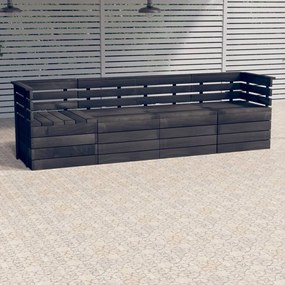 Divano da Giardino 4 Posti su Pallet Grigio Scuro Massello Pino