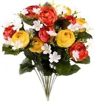 Set 2 Bouquet Artificiale di Ranuncoli Composto da 13 Fiori Altezza 44 cm Arancio