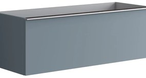 Mobile da bagno sospeso sotto lavabo L 120 x H 40 x P 45.5 cm blu laccato opaco, 2 cassetti Pixel plain