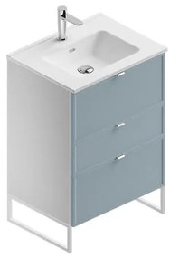 Mobile bagno con lavabo L 60 x H 93 x P 46 cm bianco-cielo in mdf 3 cassetti per vasca centrale Quadra