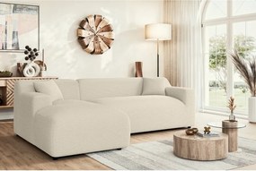 Divano angolare beige/color crema (con penisola a sinistra e chaise lounge) rivestito in velluto a coste Martin – Ropez