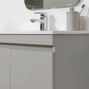 Mobile Bagno Sospeso 2 Ante Tortora L.80cm con Specchio