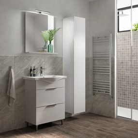 Mobile sottolavabo, lavabo e specchio Jnka bianco opaco L 65 x H 75 x P 46 cm 1 vasca 2 cassetti