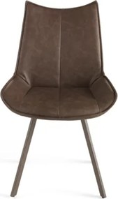 Sedia da pranzo in ecopelle con seduta e gambe Marrone CLODIA Set 2 pz