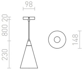 RED - Design Rendl - R12380 - Lampadario su corda HEIDI 1xE27/28W/230V cemento/legno