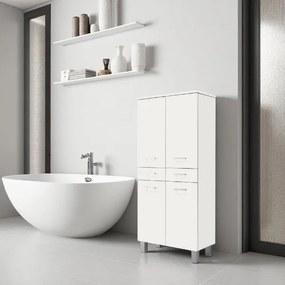 Colonna multiuso doppia GAIA con 4 ante 2 cassetti Bianco Lucido