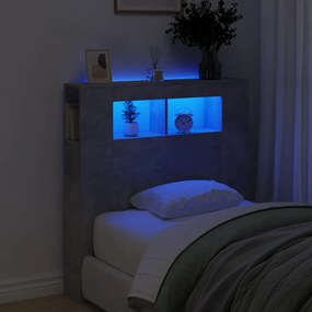 Testiera Led Grigio Cemento 100x18,5x103,5 Cm Legno Multistrato /