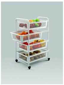 Mensola mobile con 4 cestini India, lunghezza 35 cm - Metaltex