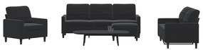 Set Di Divani 4 Pz Con Cuscini Nero İn Velluto /