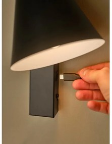 Nordlux - Lampada da parete con porta USB WILMER 1xE14/40W/230V nero