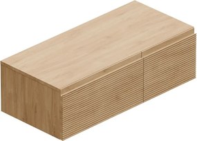 Mobile da bagno sospeso sotto lavabo Step L 100.3 x H 30 x P 46 cm rovere cannettato, 2 cassetti sx